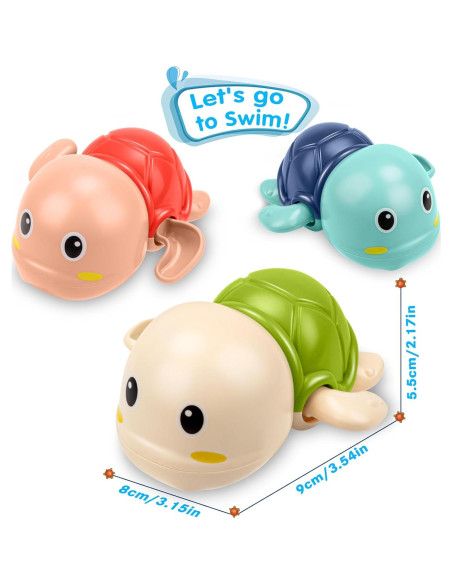 Juguetes de Baño Tohibee Tortuga Nadadora 3 Piezas