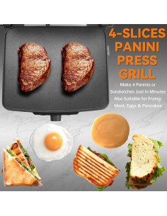 Prensa Panini Eléctrica Baker's Friend 1400W Acero Inoxidable 2