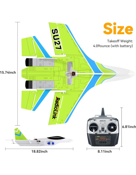 Avión RC Radiolink SU27 RTF 400mm 3 Modos de Vuelo