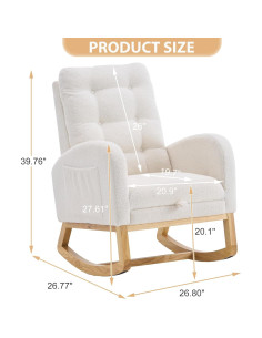 Silla Mecedora Cinkehome Glider Beige con Reposapiés Retráctil 2