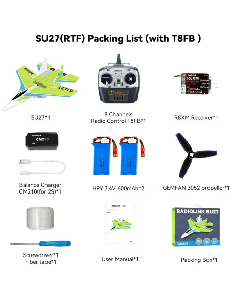 Avión RC Radiolink SU27 RTF 400mm 3 Modos de Vuelo