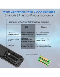 Grabadora Digital Activada por Voz dgtenk L77 72GB Audio 2