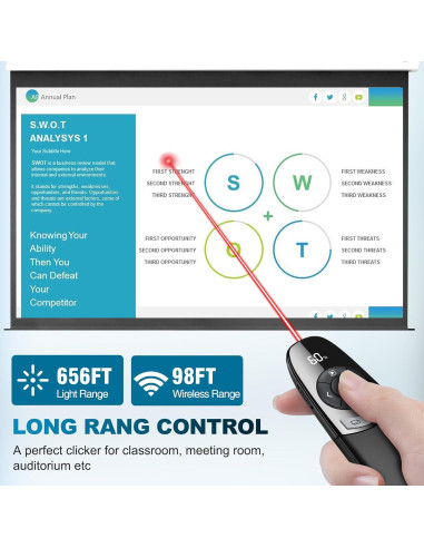 Clicker Inalámbrico para Presentaciones PowerPoint con Puntero Láser Rojo y Temporizador