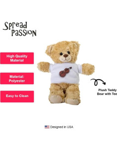 Oso de Peluche SpreadPassion 25.4 cm con Camiseta Blanca 2