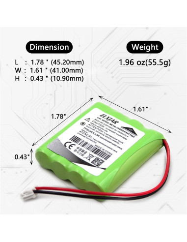 Batería de Reemplazo Ni-MH 4.8V 800mAh elxjar para Standard Horizon HX100