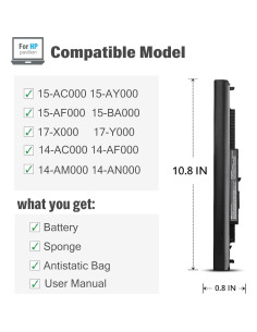 Batería de Reemplazo HP Pavilion 15-AC 15-AF 2600mAh 14.6V 2