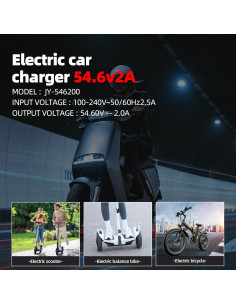 Cargador Rápido 54.6V 2A Brokeir para Batería Ebike 48V 2