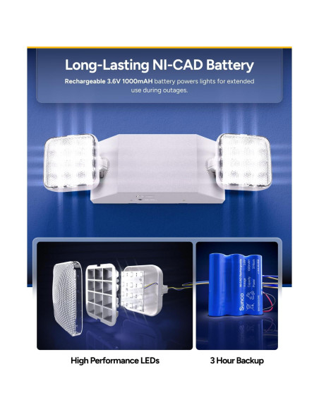 Luces de Emergencia LED Sunco 6 Paquete 90 Minutos 120-277V