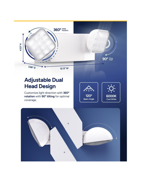 Luces de Emergencia LED Sunco 6 Paquete 90 Minutos 120-277V