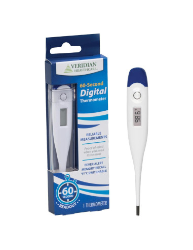 Termómetro Digital Veridian 08-918 | Lectura 60 Segundos | Alerta de Fiebre