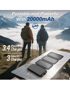 Cargador Solar Portátil 20000mAh Saraupup Negro con Carga Inalámbrica 2