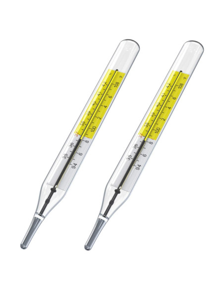 Termómetros clínicos de vidrio SEABOOM 2pcs sin mercurio C&F