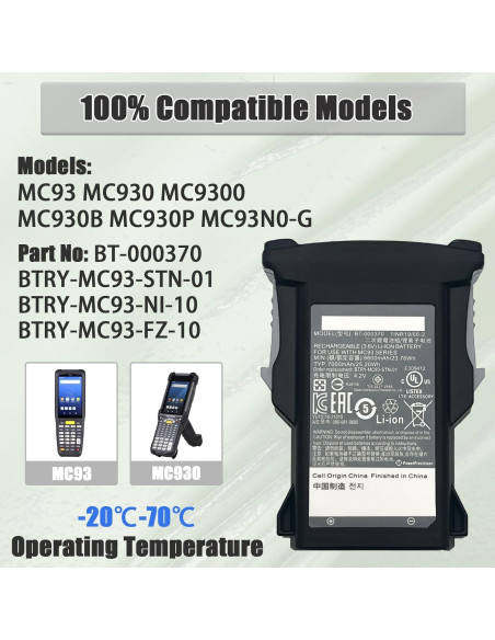 Batería de 7000mAh Li-ion DMEYMIN para escáner Zebra MC93