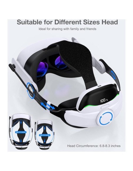 Correa para cabeza VR KawayeReal con batería 6700mAh y almohadilla