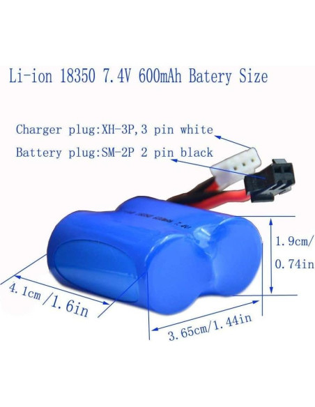 Batería de Ion de Litio 7.4V 600mAh Blomiky para Barcos RC