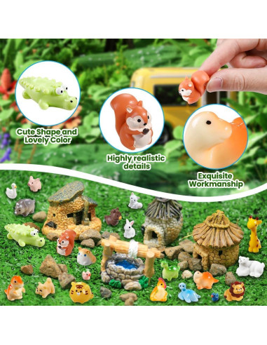 40 Figuras de Animales Miniatura DIYDEC para Jardín y Manualidades