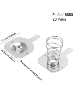 Placa de Contacto de Batería 18650 uxcell - 20 Pares 16.5x16mm 2