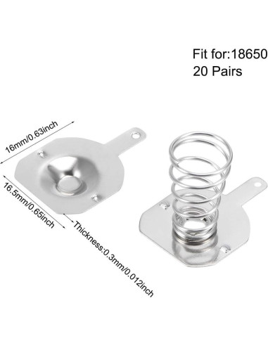 Placa de Contacto de Batería 18650 uxcell - 20 Pares 16.5x16mm