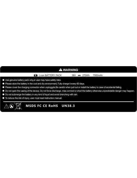 Batería Recargable 36V 7.5Ah CBJJ para Scooter Eléctrico