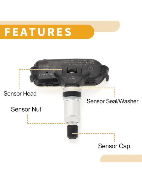 Sensor de Presión de Neumáticos Partuto 529333V600 para Hyundai Azera 2014-2017