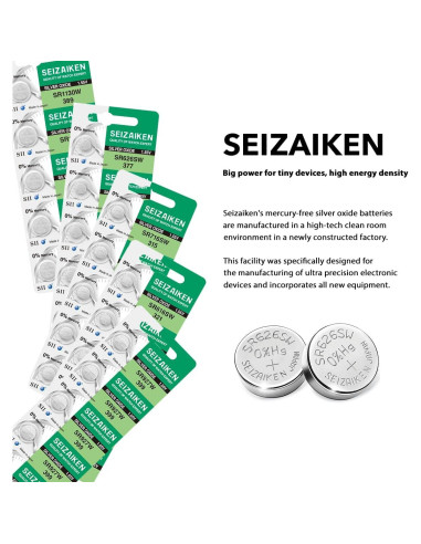 Batería de Reloj Seiko 386 SR43W Óxido de Plata 5 Unidades