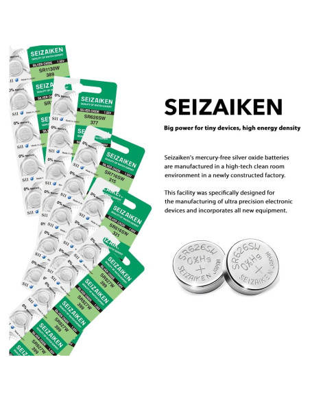 Batería de Reloj Seiko 386 SR43W Óxido de Plata 5 Unidades
