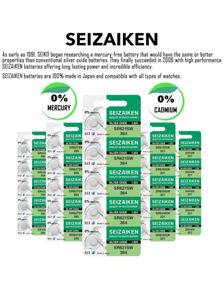 Batería de Reloj Seiko 386 SR43W Óxido de Plata 5 Unidades