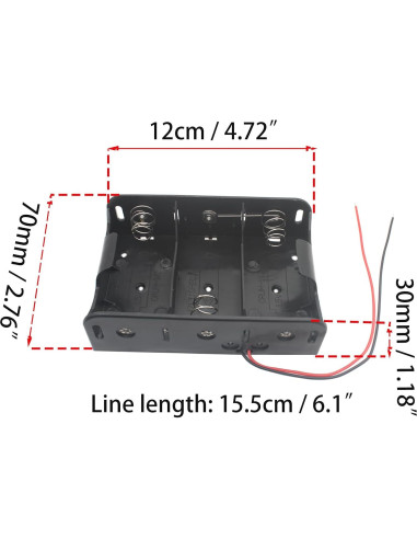 Soporte de Batería D OZXNO 3 Ranuras 4.5V 2 Pcs
