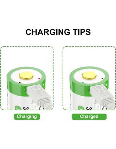Batería Recargable 16340 USB Tipo C 3.7V 2800mWh 2Pack