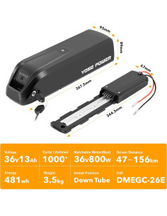 Batería de Ebike 36V 13Ah YOSE POWER Compatible Jasion EB5 2