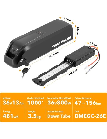 Batería de Ebike 36V 13Ah YOSE POWER Compatible Jasion EB5