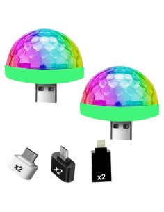 Luz Disco Mini USB Ytuomzi 2 Pcs LED Multicolor Portátil