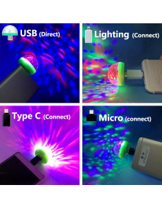 Luz Disco Mini USB Ytuomzi 2 Pcs LED Multicolor Portátil 2