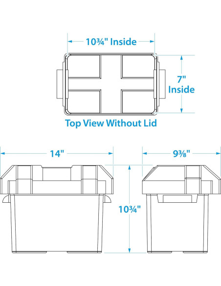 Caja de Batería Seachoice 24 con Correa y Montaje 50-22060
