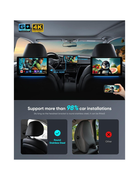 Reproductor de Video para Auto GTRUI 10.1" Android 4K Touch