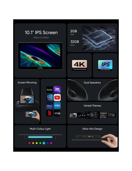 Reproductor de Video para Auto GTRUI 10.1" Android 4K Touch