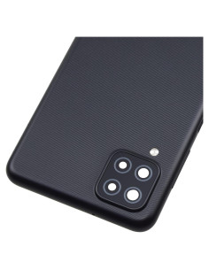 Carcasa Trasera Plástica Negra para Samsung Galaxy A12 con Marco de Cámara