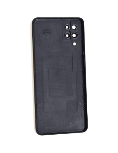 Carcasa Trasera Plástica Negra para Samsung Galaxy A12 con Marco de Cámara