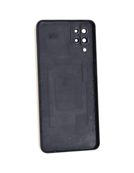 Carcasa Trasera Plástica Negra para Samsung Galaxy A12 con Marco de Cámara