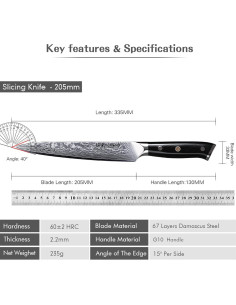 Cuchillo de Sashimi Profesional TURWHO 20 cm Acero VG-10 2