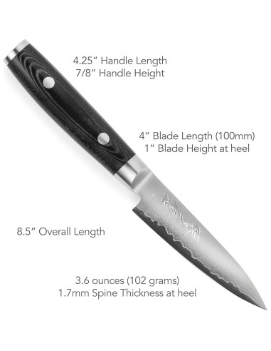 Cuchillo de Pelar Yaxell Ran Plus 10.16 cm Damasco VG10 Japonés