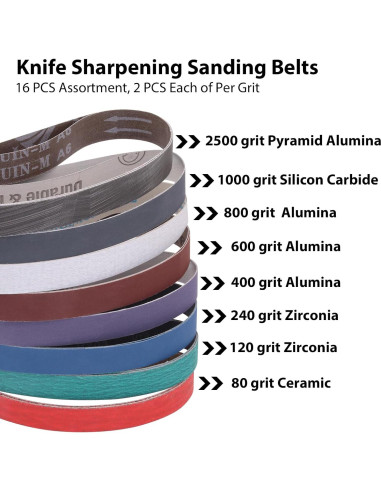 Cintas de Lijado 1x18" SHUTTLE GENIUS 16 Pcs Granos Variados