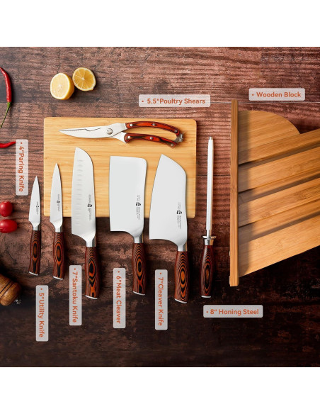 Set de cuchillos de cocina TUO Fénix Ardiente 8 piezas