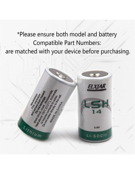 Batería de Litio Cloruro de Tionilo elxjar LSH14 3.6V 6.5Ah 2-Pack