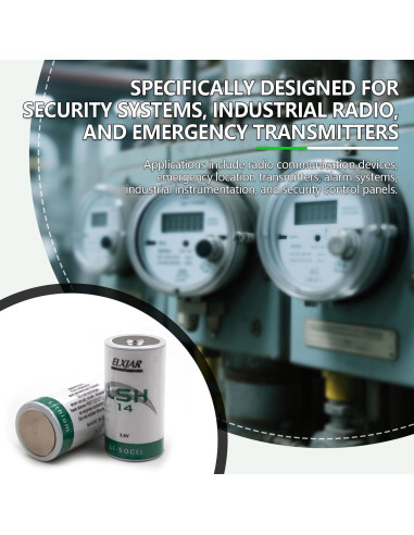 Batería de Litio Cloruro de Tionilo elxjar LSH14 3.6V 6.5Ah 2-Pack