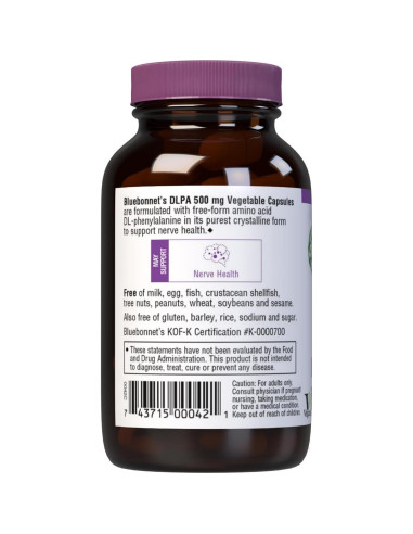 Cápsulas Vegetales DLPA 500mg Bluebonnet - Soporte Nervioso