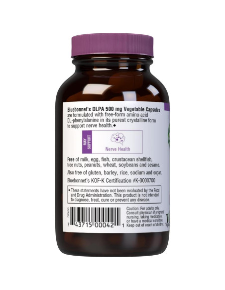 Cápsulas Vegetales DLPA 500mg Bluebonnet - Soporte Nervioso