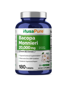 Extracto de Bacopa Monnieri NusaPure 20,000 mg 180 tabletas