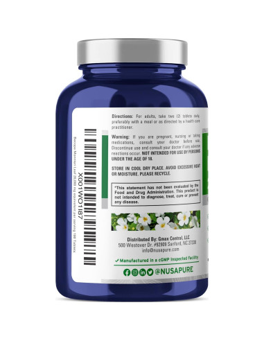 Extracto de Bacopa Monnieri NusaPure 20,000 mg 180 tabletas