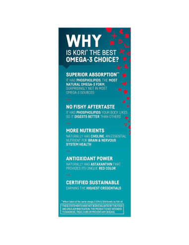 Suplemento Omega 3 Aceite de Krill Kori 600 mg 60 Cápsulas